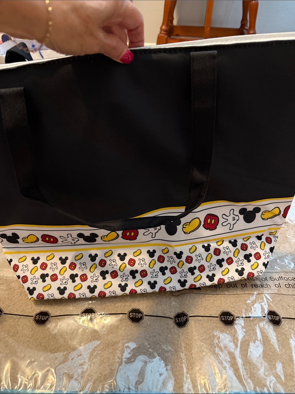 Disney Black, White, Red & Yellow Mickey Pattern Tote - NEW